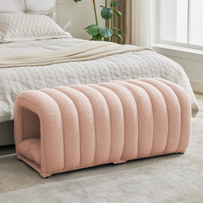 24'' Storage Benches Plush Channel for Cat Condo(Set of 2) Multifunctional Bench, Cat Condo, Footrest