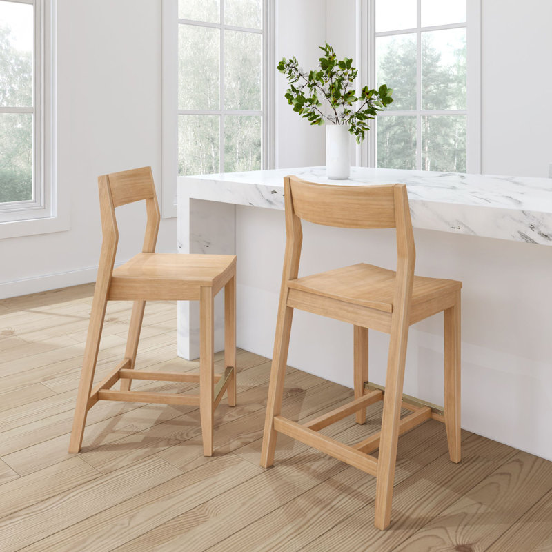 Modern Counter Height Chair (38in) - 2 Pack, Blonde, 2