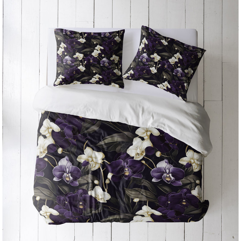 Duvet Cover, Twin Duvet Cover + 1 Queen Sham, Gray/Purple/White
