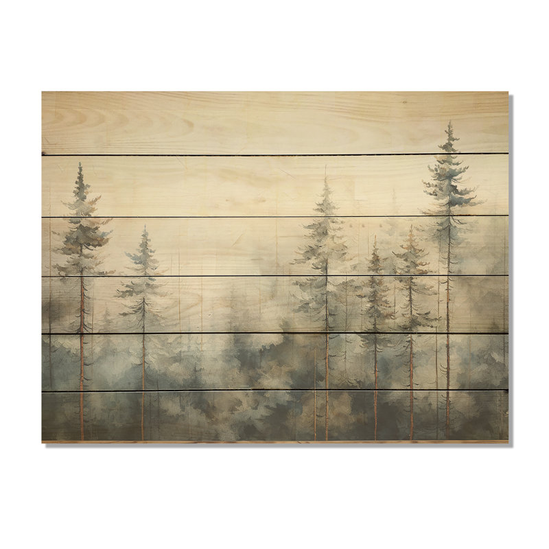 Minimalisme, forêt de pins d'hiver - forêt, art mural sur bois de pin naturel, H 10 po x l 20 po