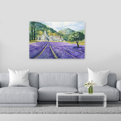 Lavender Field Serenity Impressionist Rustic Serene Lavender Landscape Nature Wall Art Print
