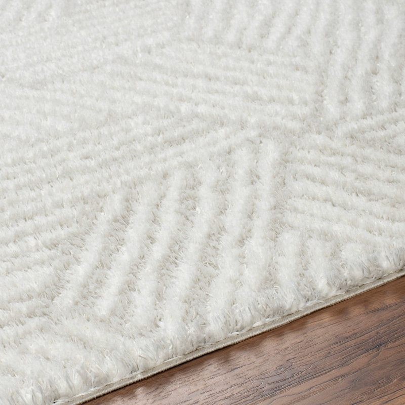 Ivory Light Beige Modern Shaggy Rug, Geometric Rug For Living Room, Dining Room, Bedroom, Kitchen, Rectangle 120 x 170 cm