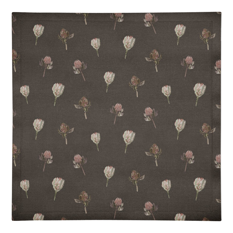 Serviette florale rectangulaire, Gris anthracite
