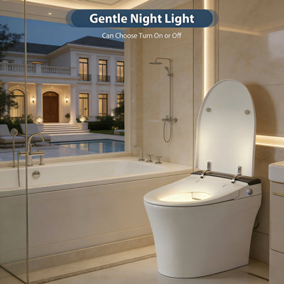 Heated Seat One-piece Smart Toilet, Tankless Auto Flush With Foot Sensor, White
