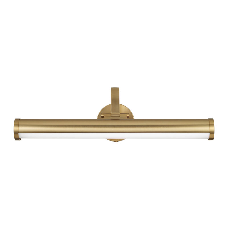 22.25" W x 7" H Integrated LED Adjustable Pivoting Picture Light Wall Sconce in Matte Brass with Optional Plug-in and Cord Cover