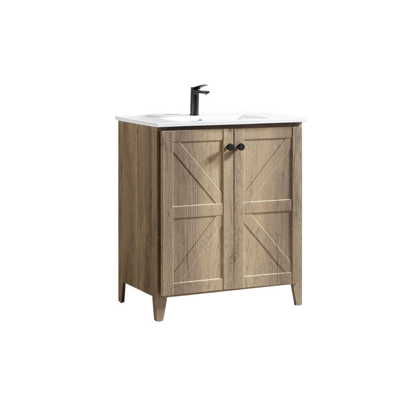 Meuble-lavabo gris antique peu encombrant avec lavabo en céramique, installation facile