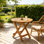 Table d'appoint pliable en bois d'acacia, sans assemblage requis - Table de bout d'extérieur avec finition en teck, peu encombrante pour le patio, le balcon, le véhicule récréatif et le salon (L 17,75 po à 27,6 po x H 15 po)
