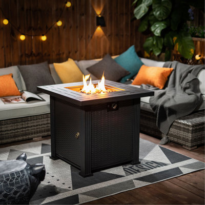 Foyer de table au gaz propane 28 po 28 po, foyer carré en acier de 50000 BTU pour la terrasse extérieure - noir