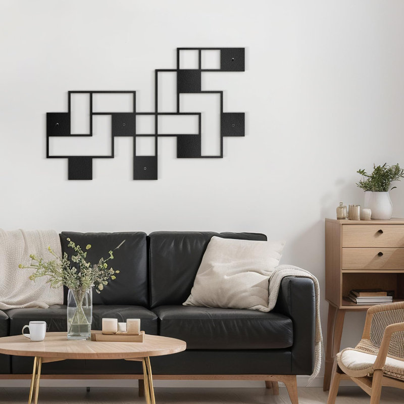 Décoration murale en métal, Noir, H 12 po x l 24 po x P 0,05 po