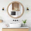 Miroir mural rond rond avec cadre en rotin tissé (23,62 po), miroir décoratif rustique moderne pour salle de bain / meuble-lavabo / salon (conception murale facile)