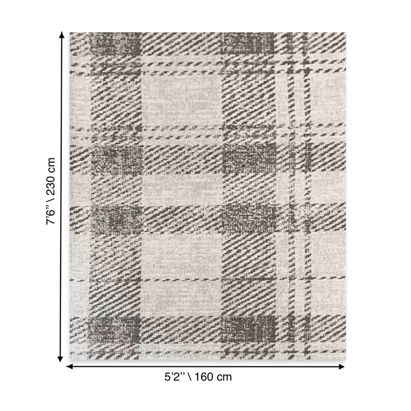 Tiffa Washable Plaid Indoor / Outdoor Rug, Rectangle 5'3" x 7'6"
