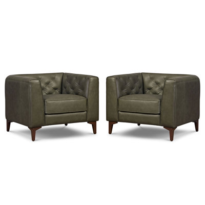 Fauteuil lounge Essex en cuir italien pleine fleur véritable