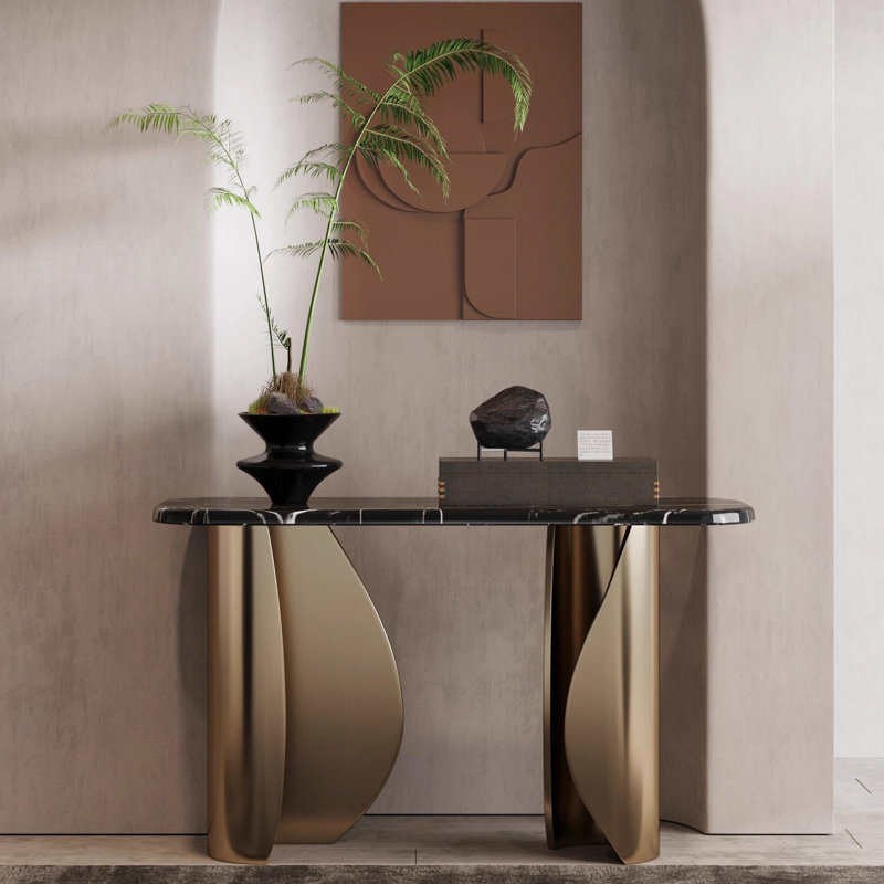 Console en pierre frittée de style italien, H 33,4 po x l 47,2 po x P 13,7 po