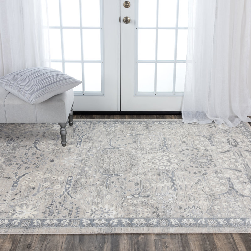 Tapis gris en laine Damask, Rectangle 10 pi x 13 pi
