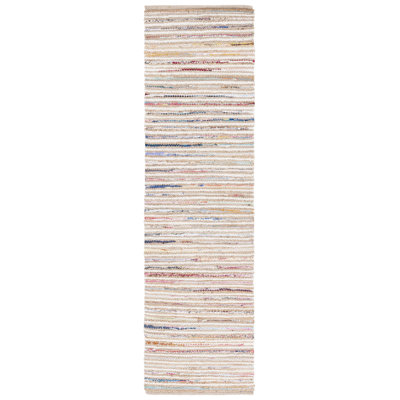 Karletta Woven Jute/Canvas/Cotton Performance Striped Rug in Natural/Rust
