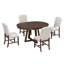 Ensemble de salle à manger rétro 5 pièces, table ronde avec rallonge l 16 po et 4 chaises rembourrées pour la salle à manger et le salon-513059269