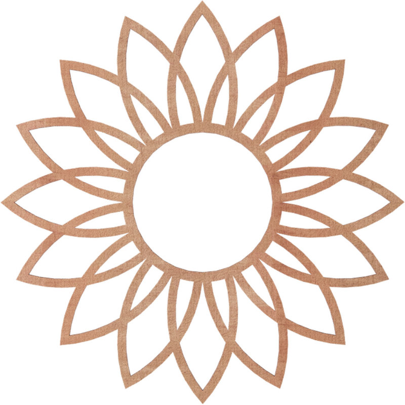 Médaillon de plafond en bois de marguerite, noyer 20 po x P 7 po x T 1/4 po, H 20 po x l 20 po x P 0,25 po, Cerisier