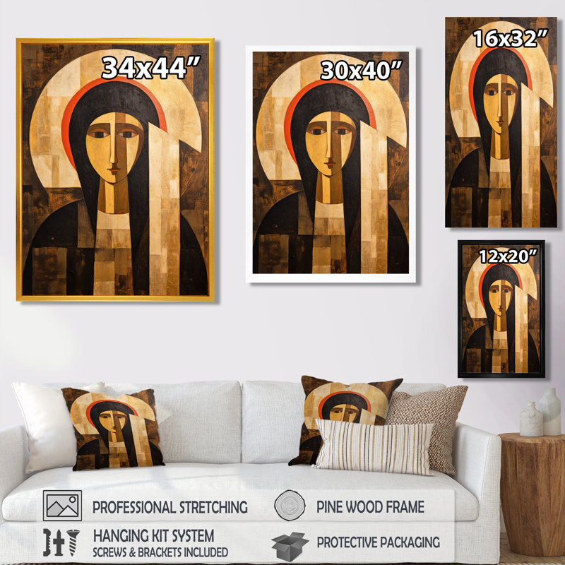 Vierge Marie, néo-Orthodoxe, représentation - art mural Christianisme, Toile tendue, H 32 po x l 16 po x P 1 po