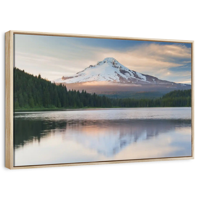 Mount Hood Panorama, 19" X 13", Floating Frame Natural Wood