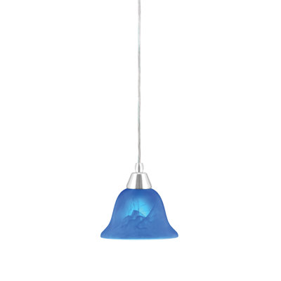 Mini-luminaire suspendu à cordon avec verre italien bleu 7 po