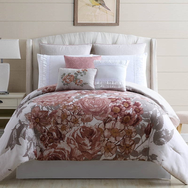King White Microfiber Reversible Comforter Set with Decorative Pillows