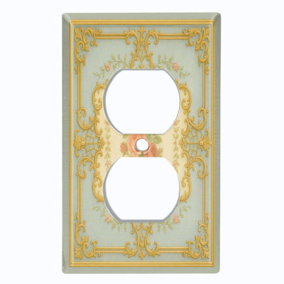 Couvercle de plaque d'interrupteur en métal; Double bande US standard de taille US - Damas floral