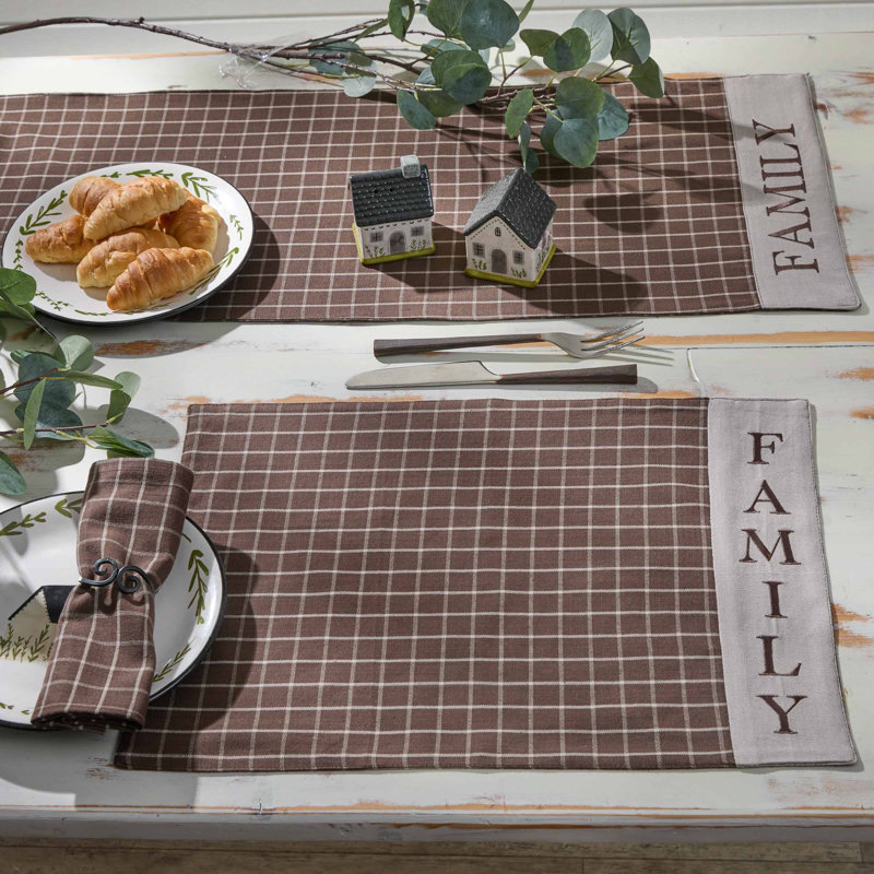 Family Brown PlaidTable Runner 13", 36" L x 13" W