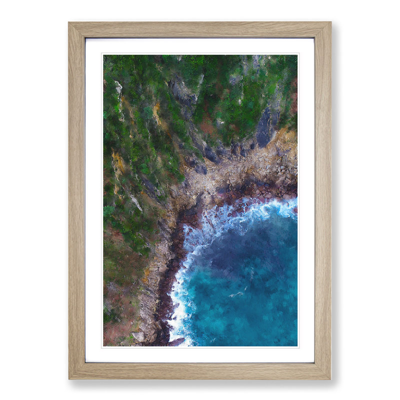 San Sebastian in Spain - Picture Frame Graphic Art, Oak Framed, 65cm H x 48cm W x 2cm D