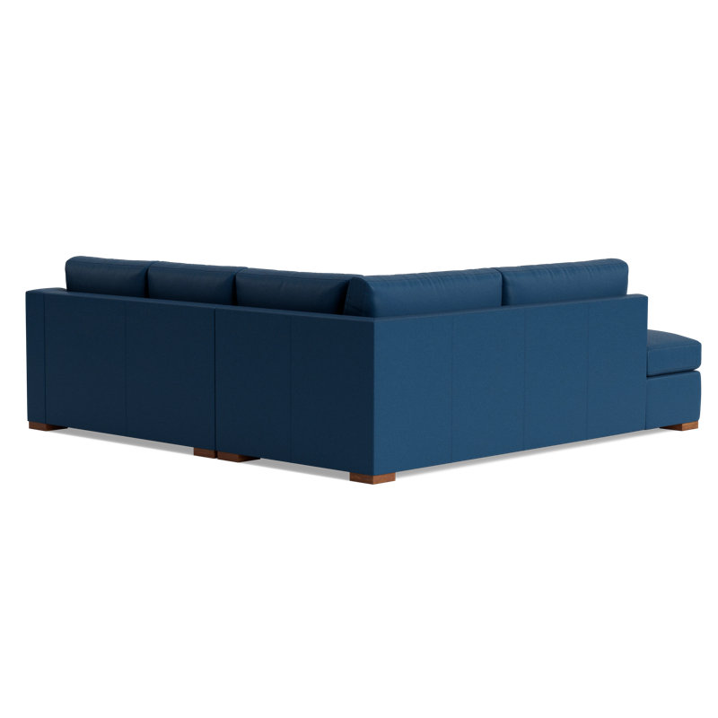 Lucca Leather Sectional, Left Hand Facing, Bison Deep Blue Top Grain Leather