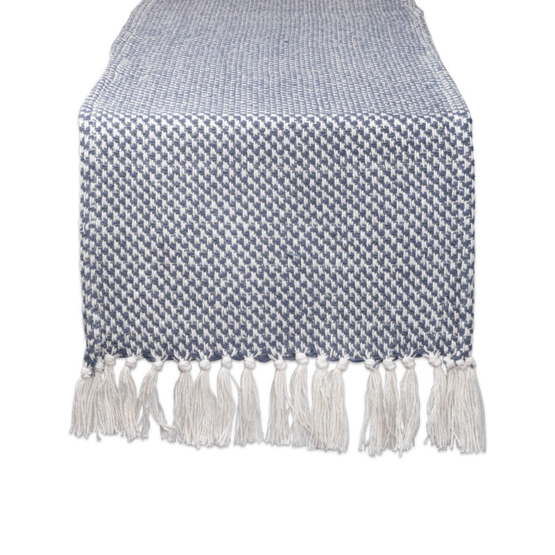Anoka Geometric 100% Cotton Table Runner, French Blue