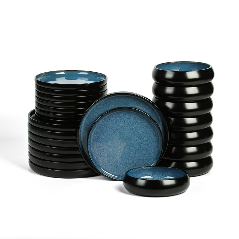 Stone Lain Lagoon 24-Piece Dinnerware Set Stoneware, Blue