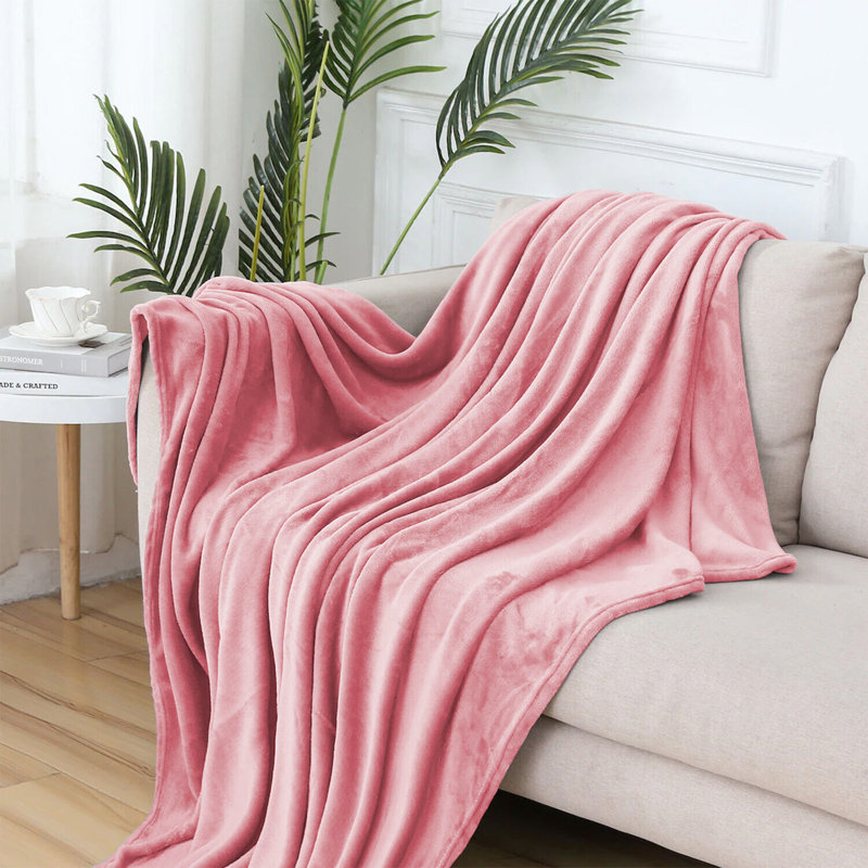 Carsonhill Reversible Mink Faux Fur Plush Fleece Throw/ Blanket, W130 x L150cm, Pink