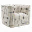 Canapé d'appoint pivotant Lenu, tissu beige, siège rembourré carré