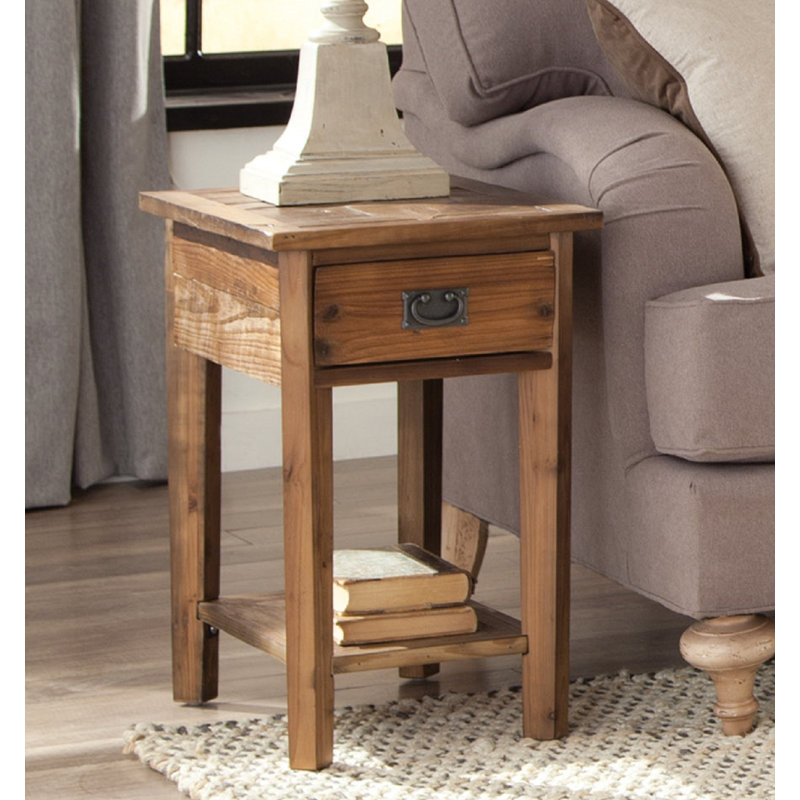 Inola Solid Wood End Table with Storage