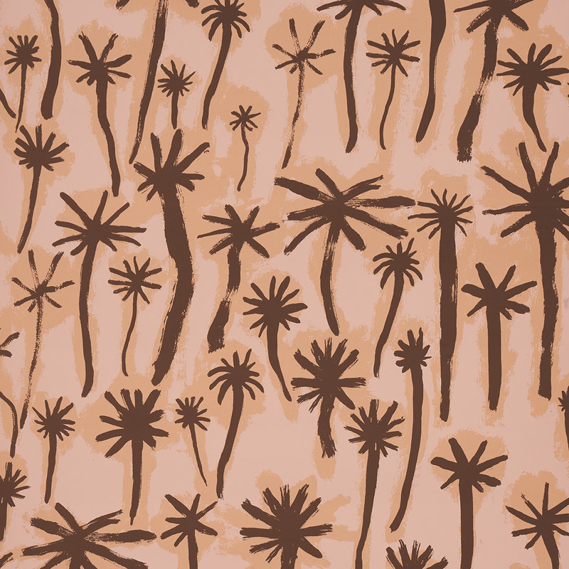 Papier peint Schumacher x Abel Macias Palmitas, Corail