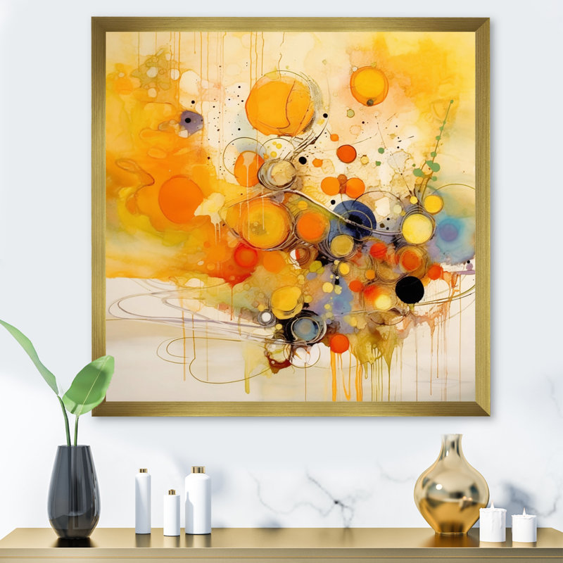 Orange et jaune, tourbillons de couleur II - Minimalisme abstrait, art mural, H 30 po x l 40 po x P 1,5 po