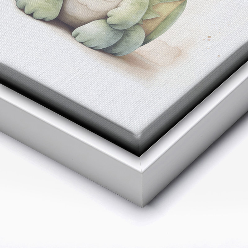 Bébé dragon en peluche, Canvas, White Framed, 08"H x 10"W