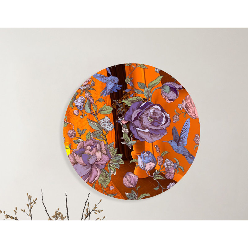 Cercles d'acrylique en miroir fleurs foncées