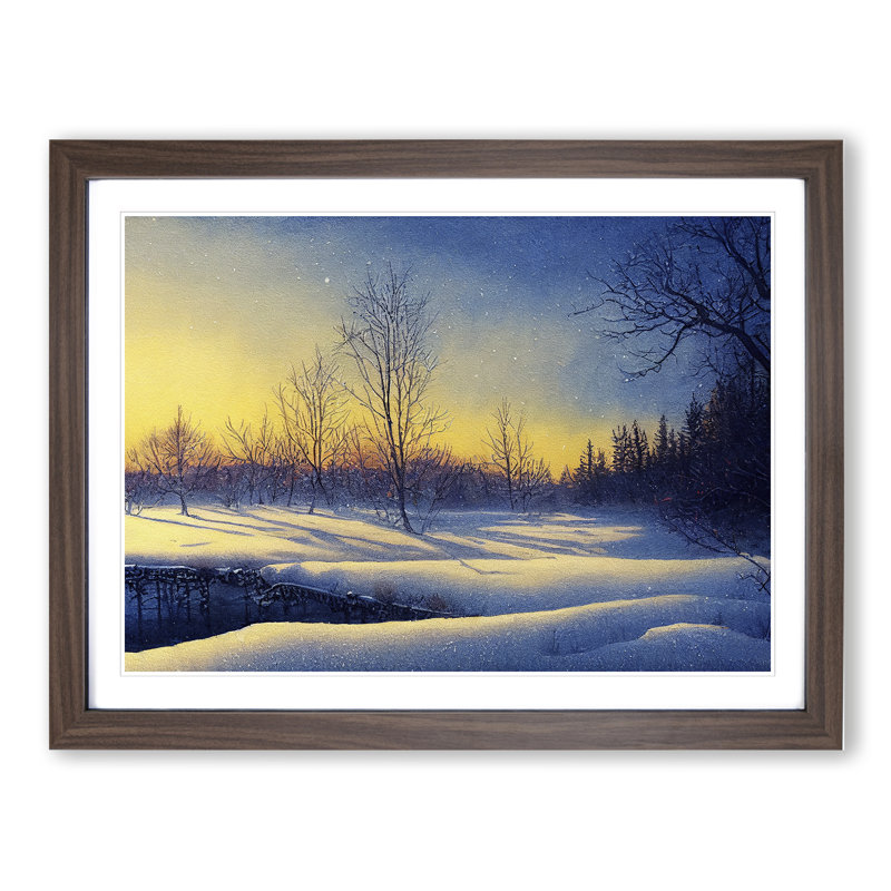 Winter Landscape Sunrise Vol.1 - Framed Print, 46cm H x 64cm W x 2cm D, Walnut