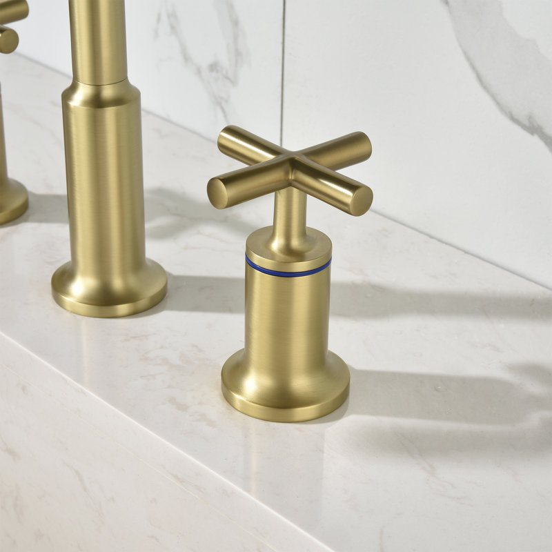 8.66" Widespread 2-Handle Bathroom Sink Faucet, Solid Brass 8 Inches Bathroom Vanity Faucet, 3 Holes Basin Mixer Faucets