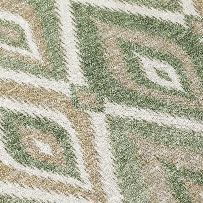 Tapis Chantille ACN3072 Ikat lavable à la machine pour intérieur/extérieur, Fougère, 8' x 10'