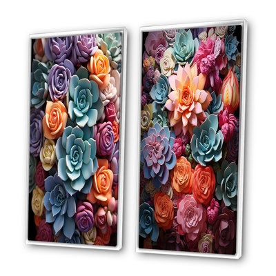 " Blue Yellow Succulents Succulent Delight " 2 - Pieces