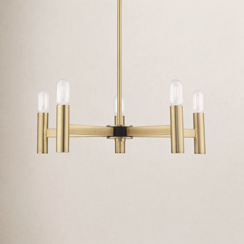 Martella Candle Style Classic / Traditional Chandelier, Satin Brass, 6" H x 25" W x 25" D