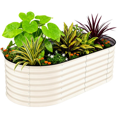 6x3x2 ft Galvanized Raised Garden Bed, Heavy-Duty Oval Metal Planter Box with Open Bottom & Safe Edges