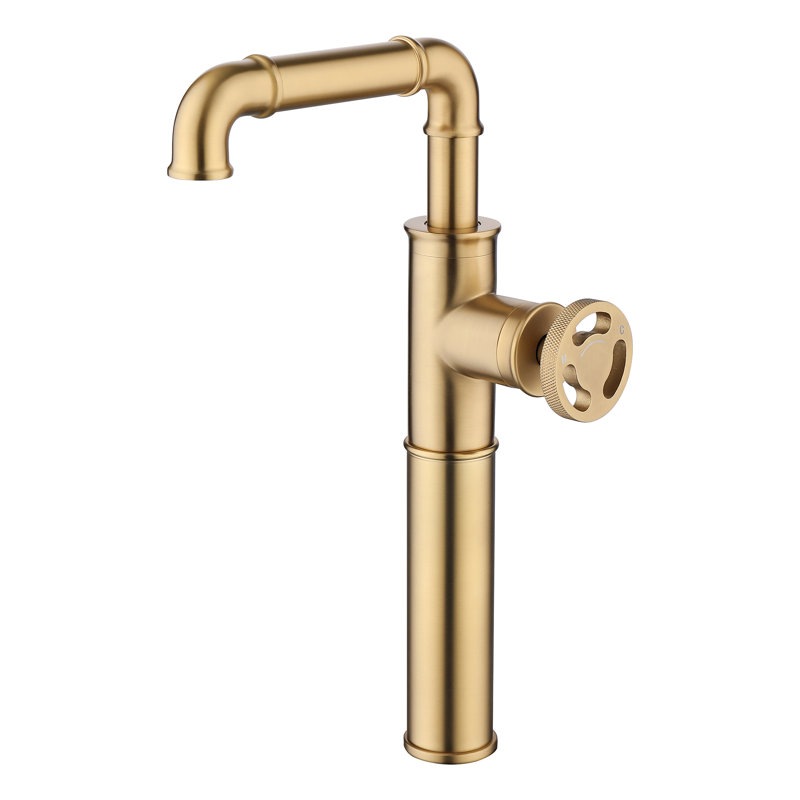 13.58" Bathroom Vessel Sink Lavatory Faucet, Antique Brass Commercial Single Handle One Hole Deck Mount