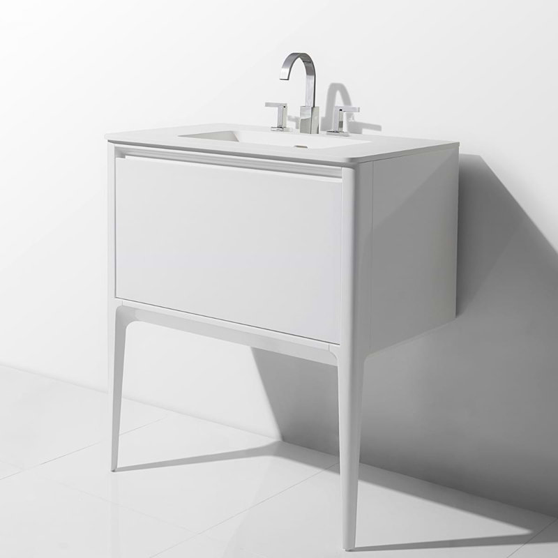 Luxe 30" Gloss Vanity With Counter, White
