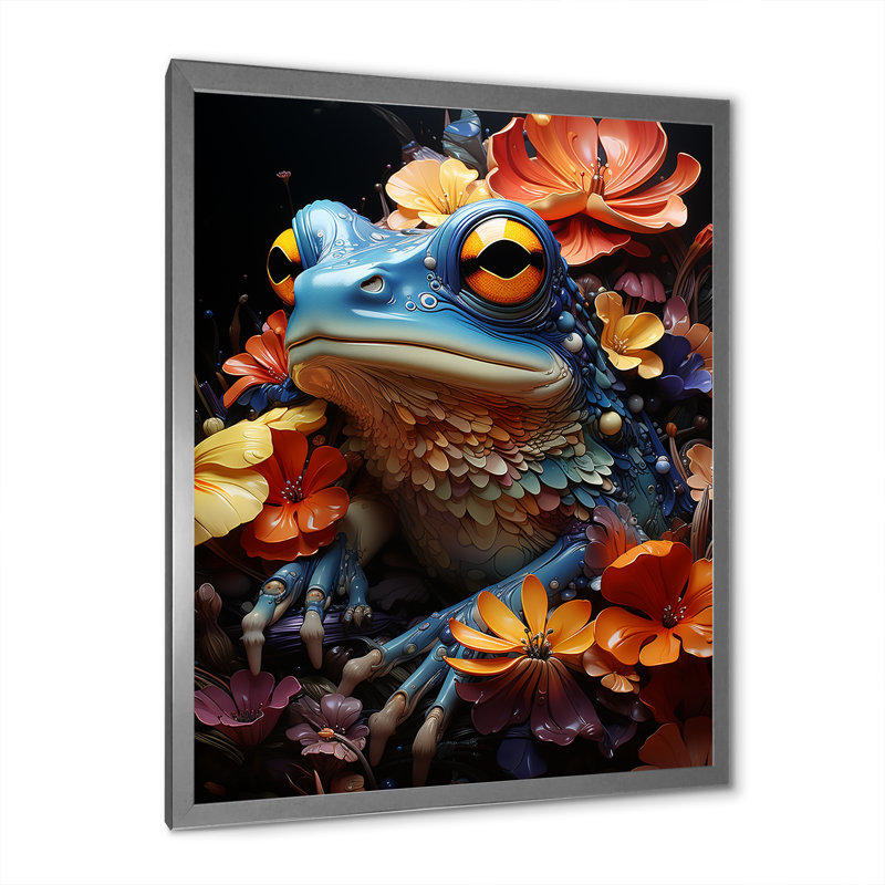 Cosmic Frog Journey sur impression sur toile, H 32 po x l 24 po x P 1 po, Cadre photo argenté