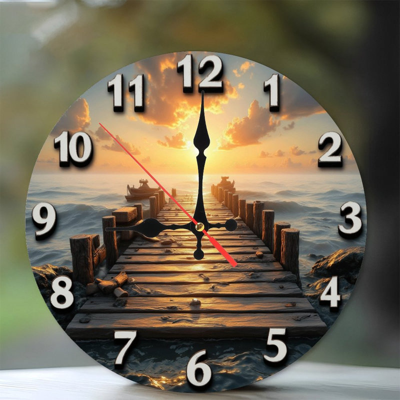 Sunset Ocean Pier Wooden Dock Wall Clock