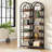 Industrial Arched 6-Tier Open Bookshelf with Metal Frame & Rustic Wood Shelves, Versatile Storage & Display Unit for Living Room & Bedroom