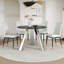 Ensemble de table de salle à manger de 42 pouces avec plateau en granit et pieds en acier inoxydable noir, jumelé à quatre chaises de salle à manger en polyuréthane-45400377-45400381-45400382